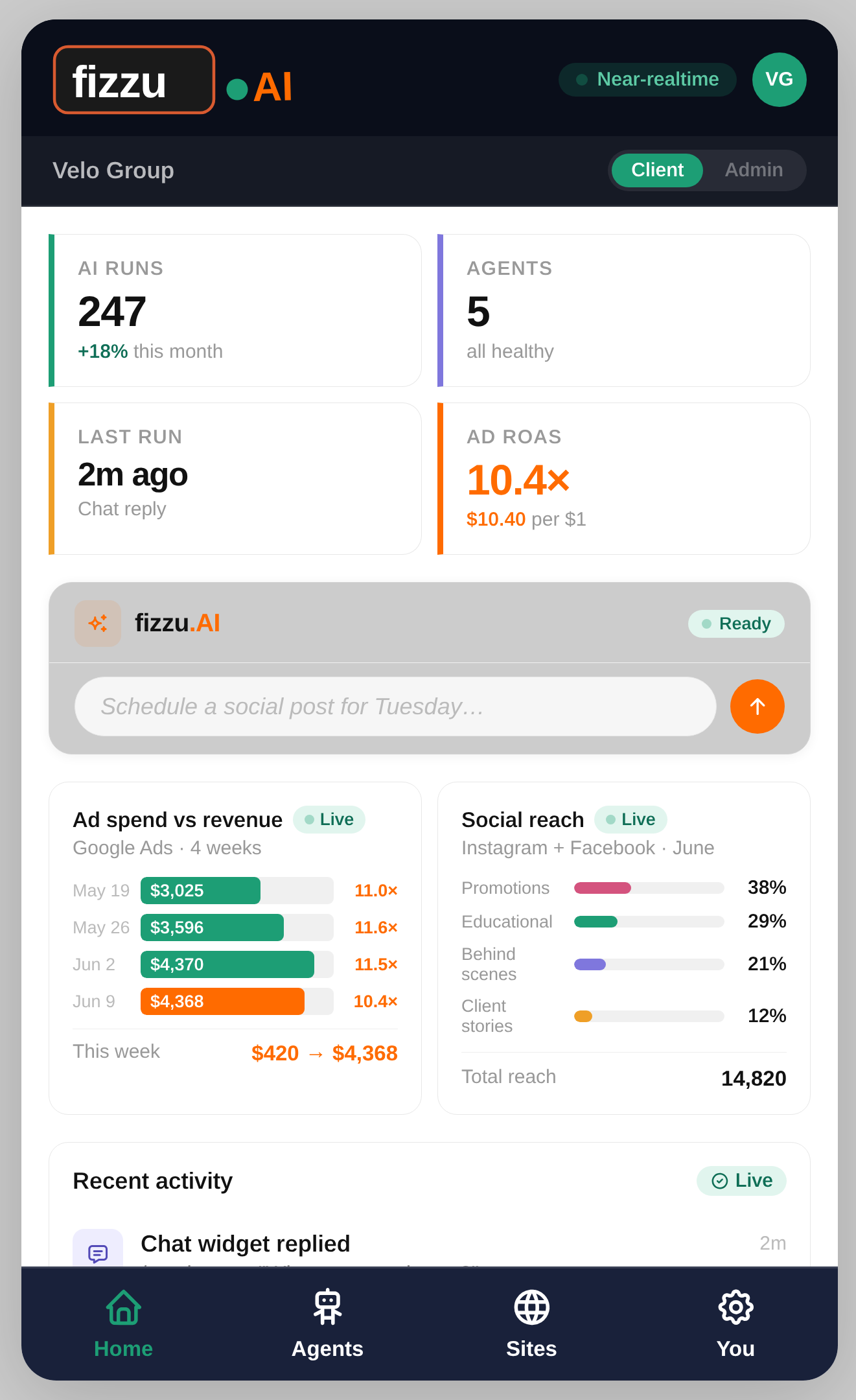 Fizzu.AI client portal example
