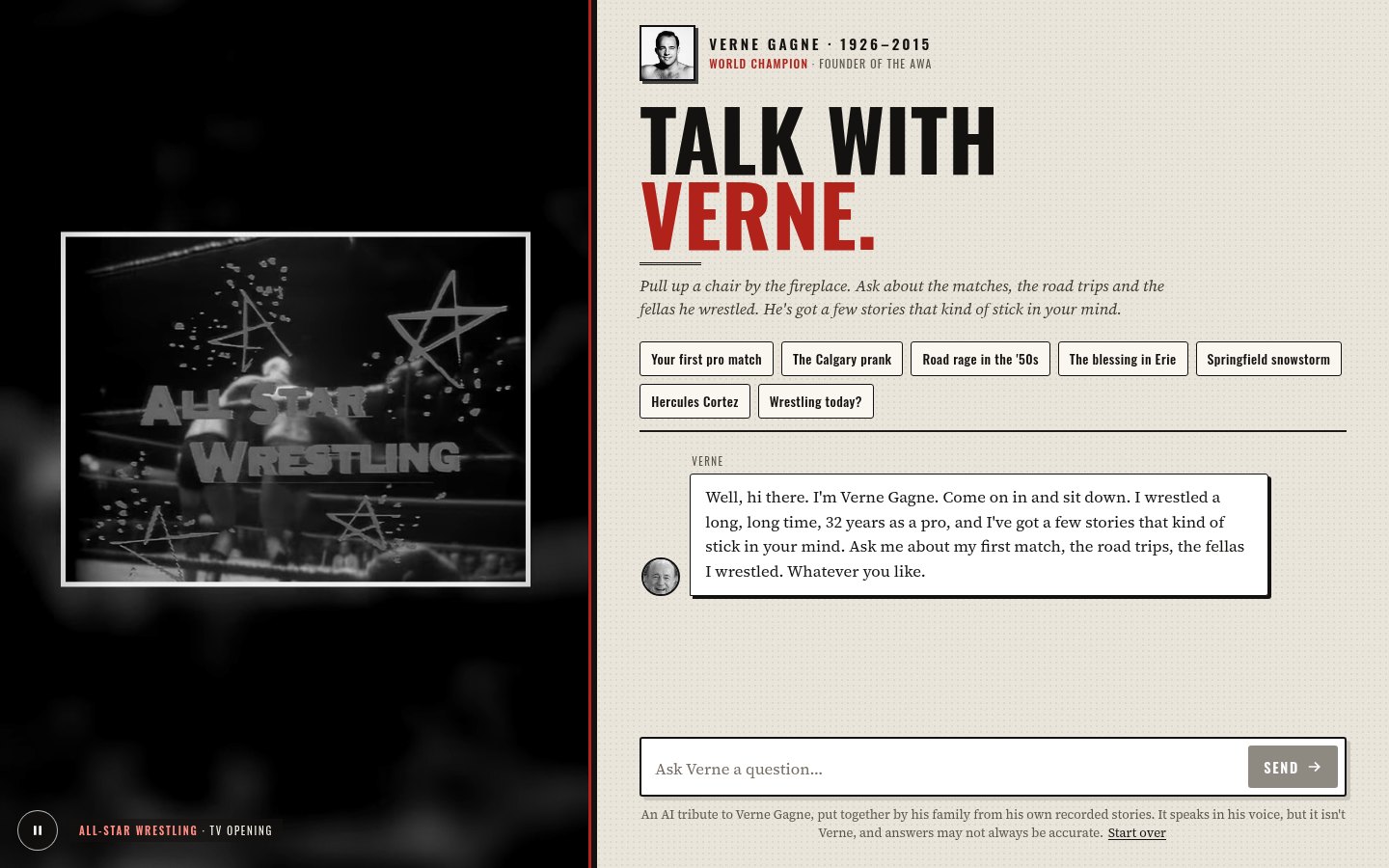 Talk with Verne chat page